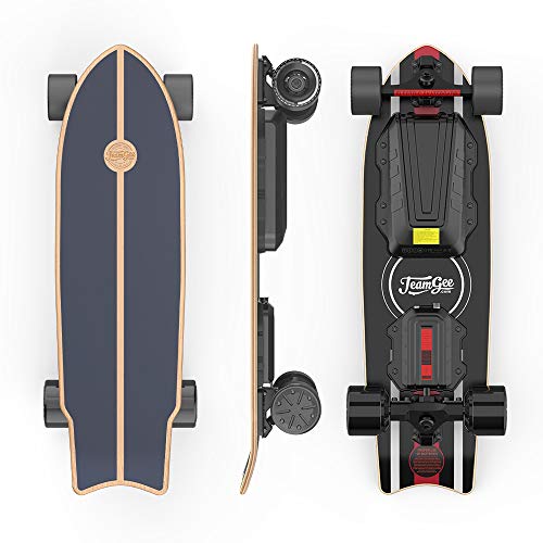 Teamgee H20 Mini Electric Skateboard with Wireless Remote Control 900W Dual Motors Top Speed 24mph Range 18 Miles Board Weight 16 lbs, 7-Layer Maple Longboard for Adults and Youth