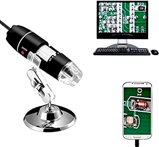 Jiusion 40 to 1000x Magnification Endoscope, 8 LED USB 2.0 Digital Microscope, Mini Camera with OTG Adapter and Metal Stand, Compatible with Mac Window 7 8 10 Android Linux