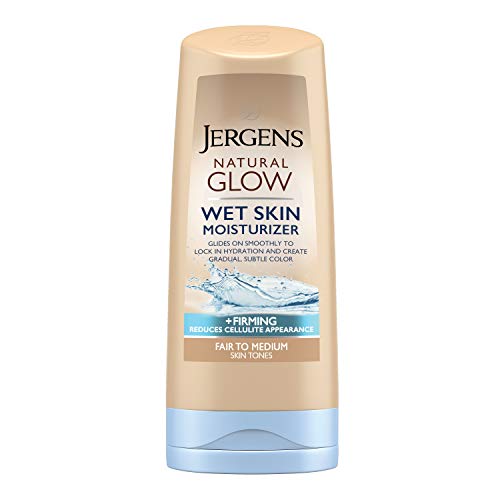 Jergens Natural Glow FIRMING In-shower Self Tanner for Fair to Medium Skin Tones, 7.5 Ounce, Anti Cellulite Firming Body Lotion, Wet Skin Lotion for Gradual and Natural-Looking Fake Tan