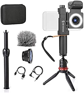 Movo SmartCine Smartphone Video Kit Tripod Bundle - All-in-One Grip Rig, Tripod, Microphone, Light, Lenses - for TIK Tok, Vlogging, Makeup, Tutorials, YouTube - Compatible with iPhone and Android