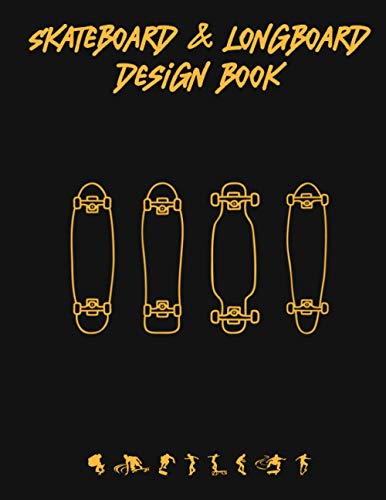 Skateboard & Longboard Design Book: Coloring book for all ages, design and sketch the board of your dreams, minimal design
