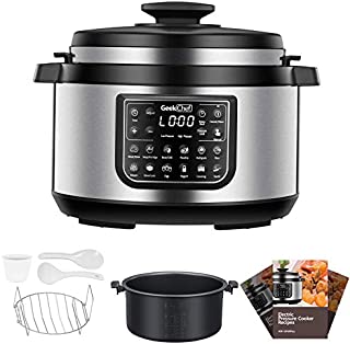 Geek Chef 8 Qt 12-in-i Multiuse Programmable Electric Pressure Cooker Oval, Slow Cooker, Rice Cooker, Steamer, Sauté, Yogurt Maker and Warmer, Non-Stick Pot Has Cool-Touch Handles, EZ-Lock (GP80Plus)