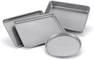 Farberware Bakeware Steel Nonstick Toaster Oven Pan Set, 4-Piece Baking Set, Gray