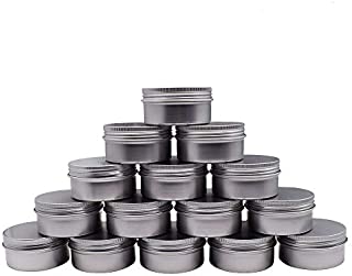 Healthcom 3 Oz 15 Pack 90ml Empty Round Silver Aluminum Tin Cans Metal Steel Tins Screw Top Slip Slide Metal Storage Cosmetic Container Organization for DIY Candles Salve Crafts Spice Tea Gift(90g)