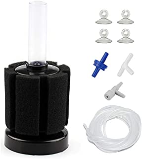 AQUANEAT Sponge Filter, for Aquarium Fish Tank, Betta, Nano, Shrimp, Fry, Biochemical Filter with Airline Tubing, Air Pump Valves, Suction Cups (Small up to 10Gal)