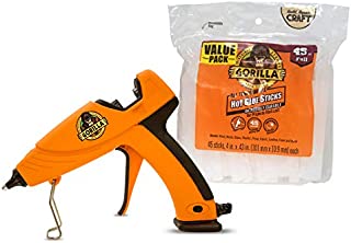 Gorilla 104987 Full Size Hot Glue Gun and Sticks, 45, Orange