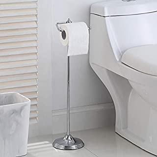 SunnyPoint Bathroom Free Standing Toilet Tissue Paper Roll Holder Stand with Reserve Function, Chrome Finish