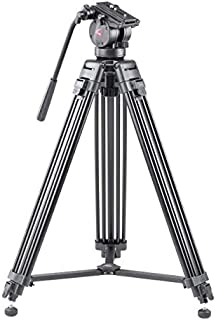 Video Tripod System, Professional Heavy Duty Aluminum Twin Tube Tripod, K2 Fluid Head, Mid-Level Spreader, Max Loading 9 LB, DSLR Camcorder, Quick Release Plate