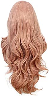 Bokeley Cosplay Wig Women's Fashion Wig Pink Synthetic Hair Long Wigs Wave Curly Wig+Cap 26 Inch (Pink)