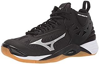 Mizuno mens Wave Momentum Mid Indoor Court Shoe, Blacksilver, 9.5 US