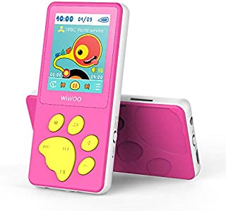 Wiwoo MP3 Player for Kids, Portable Music Player with FM Radio Video Puzzle Games Sleep Timer Voice Recorder E-Book,Bear's Paw Button MP3 Player for Children as a Festival Gift, Pink