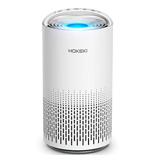 HOKEKI Air Purifier for Large Room with Air Quality Auto Sensor, True HEPA Air Cleaner Filter, 5-in-1 Odor Eliminator with Night Light for Home Office (White)