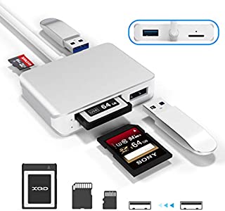 Upgraded Version XQD Card Reader USB 3.0 SD(HC/XC) TF Card Reader with USB3.0x2 Fast Speed Up to 5Gbps,Compatible with Sony G&M Series XQD and TF/SD/SDHC Cards, for Windows/Mac OS