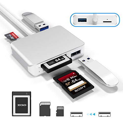 Upgraded Version XQD Card Reader USB 3.0 SD(HC/XC) TF Card Reader with USB3.0x2 Fast Speed Up to 5Gbps,Compatible with Sony G&M Series XQD and TF/SD/SDHC Cards, for Windows/Mac OS