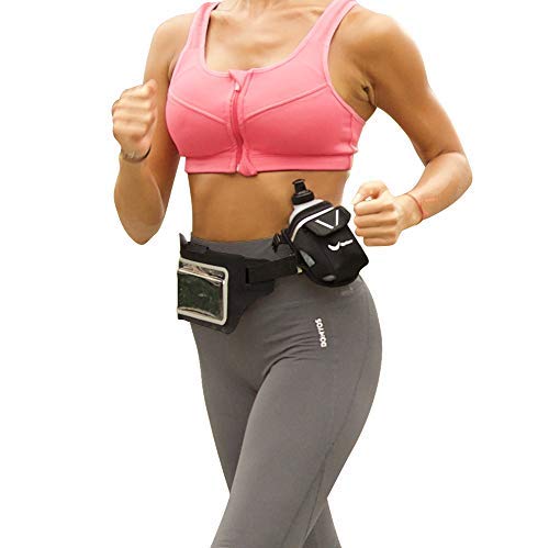 2-in-1 Handheld 12 Oz. Water Bottle & Running Belt Add-on Bundle Pack with Waterproof Running Swimming Belt  IPX8 Rated Belt Features Phone Pocket W/Touchscreen Cover for iPhone 7 8 X 11 Plus