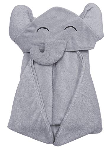 Premium Bamboo Baby Bath Towel  Ultra Soft Organic Hypoallergenic Baby Hooded Towels for Babies - Newborn Essential Cute Grey Little Elephant -Perfect Baby Registry Gifts for Boy Girl