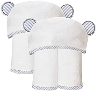 2 Pack Durable Large Bamboo Baby Bath Towel - Ultra Absorbent - Ultra Soft Organic Hypoallergenic Hooded Towels for Toddler,Infant - Newborn Essential - Baby Registry Gifts for Boy Girl - 35 x 35 inch