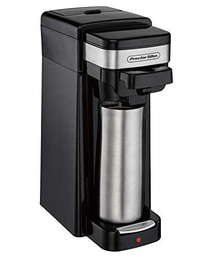 Proctor Silex Single Serve Coffee Maker, Compatible with K-Cup Pods or Grounds, Fits a Travel Mug (49969)