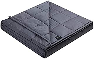 ZonLi Adults Weighted Blanket 20 lbs(60''x80'', Grey, Queen Size), Cooling Weighted Blanket for Adult, 100% Cotton Material with Glass Beads