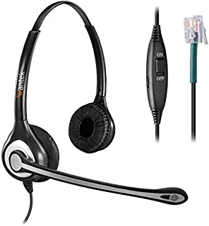 Wantek Corded Telephone Headset RJ9 w/Noise Cancelling Mic, Office Phone Headset Compatible with Polycom VVX310 VVX410 VVX411 Avaya 1416 Mitel 5330 ShoreTel 230 Plantronics S12 Allworx NEC(C602S1)