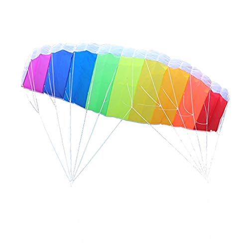 lahomia Large Dual Line Parachute, Rainbow Stunt Power Flying Kite Outdoor Surfing Kiteboarding Parafoil Fun Beach Sport Toy Fly Wing - 2.7m