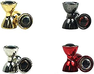 Aventik 25pc Pack Brass Dumbbell Shaped Fish Eyes Realistic Fly Tying Materials, Lure Jig, Easy to Use, Corrosion Resistant, Various Sizes & Colors for Trout (Metallic red with Winter Eyes, 5.5mm)