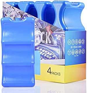 Cold Freezer Cool Ice Packs Double Sided Contoured Reusable Long Lasting for Breast Milk Baby Bottles Cool Storage Insulated Bags, Lunch Box Soda Beer Can Coolers Camping Beach Picnic (600g,Set of 4)