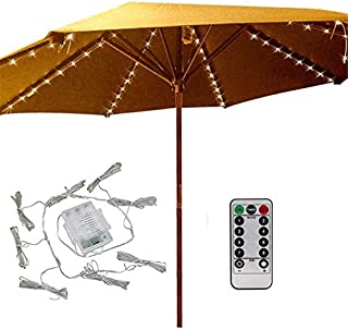 Patio Umbrella Lights 8 Lighting Mode 104 LED String Lights with Remote Control Umbrella Lights Battery Operated Waterproof Outdoor Lighting for Patio Umbrellas Outdoor Use Camping Tents Warm White