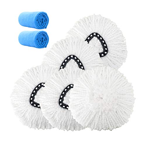 Replacement Mop Head Microfiber Spin Mop Refill Clean Pad Mop Head Refills Easy Cleaning Mop Head Replacement (4 Pack)