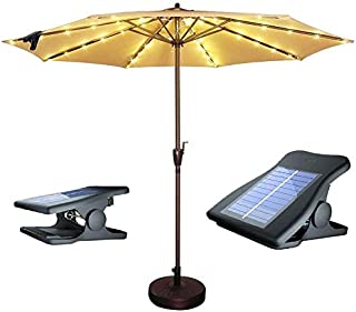 Solar Patio Umbrella Lights Cordless Parasol String Lights With Clip Umbrella Pole Light Solar Powered Waterproof for 7-10foot Umbrella Outdoor Lighting Beach Deck Garden Party Decoration