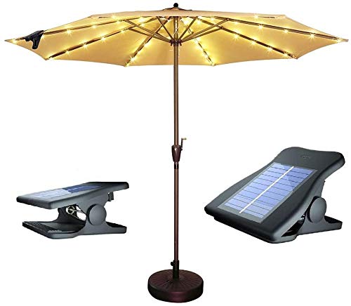 Solar Patio Umbrella Lights Cordless Parasol String Lights With Clip Umbrella Pole Light Solar Powered Waterproof for 7-10foot Umbrella Outdoor Lighting Beach Deck Garden Party Decoration