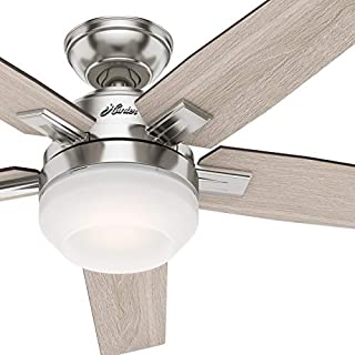 Hunter Fan 52 inch Contemporary Brushed Nickel Indoor Ceiling Fan with Light Kit and Remote Control (Renewed)