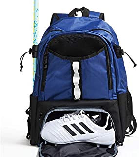 Athletico Youth Lacrosse Bag - Extra Large Lacrosse Backpack - Holds All Lacrosse or Field Hockey Equipment - Two Stick Holders and Separate Cleats Compartment (Blue)