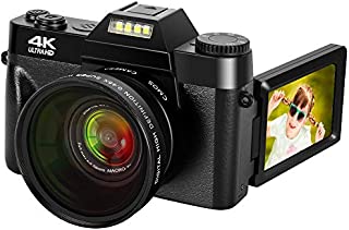 4K Digital Camera 48MP Camera Vlogging Camera for YouTube 30FPS Video Camera 16X Digital Zoom Camera with Flip Screen Camera (Fixed Focus&Without Micro sd Card)