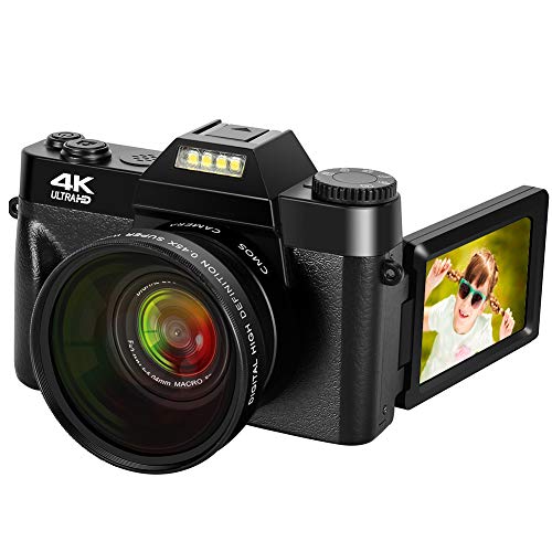 4K Digital Camera 48MP Camera Vlogging Camera for YouTube 30FPS Video Camera 16X Digital Zoom Camera with Flip Screen Camera (Fixed Focus&Without Micro sd Card)