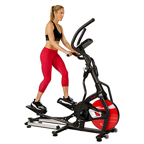 Sunny Health & Fitness Magnetic Elliptical Trainer Machine w/ Tablet Holder, LCD Monitor, 265 Max Weight and Pulse Monitor - Stride Zone - SF-E3865,Black