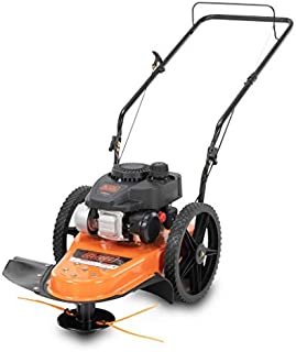 BLACK+DECKER 140cc 4-Cycle Gas Powered Walk-Behind High-Wheeled String Trimmer - 22-Inch Trimming Mower for Lawn Care, Black and Orange