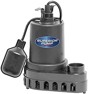 Superior Pump 92570 Thermoplastic Submersible Sump Pump with Tethered Float Switch, 1/2 HP, Black