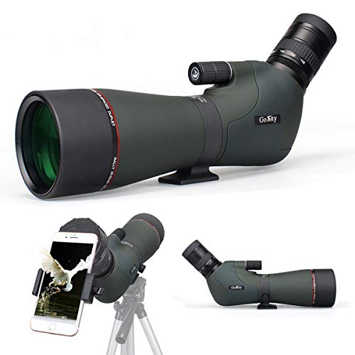 Gosky Newest 20-60x80 Dual Focusing Spotting Scope - Waterproof HD Optics Zoom Scope with with Carrying Case and Smartphone Adapter for Hunting Bird Watching Target Shooting Astronomy Scenery