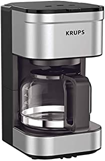 KRUPS KM202850 Simply Brew Compact Filter Drip Coffee Maker, 5-Cup, Silver (Renewed)