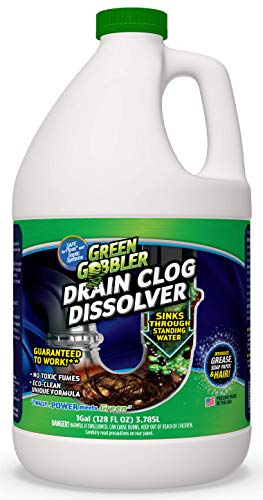 Liquid Clog Remover By Green Gobbler - Drain, Toilet Clog Remover, DISSOLVE Hair & Grease From Clogged Toilets, Sinks And Drains - Drain Cleaner, Works Within Minutes - 1 Gallon