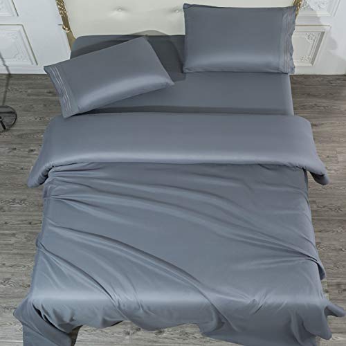 SONORO KATE Bed Sheet Set Super Soft Microfiber 1700 Thread Count Luxury Egyptian Sheets 16-Inch Deep PocketWrinkle and Hypoallergenic-4 Piece (Dark Grey, California King)