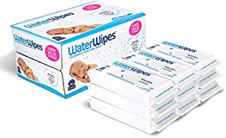 Baby Wipes, WaterWipes Sensitive Baby Diaper Wipes, 99.9% Water, Unscented & Hypoallergenic, for Newborn Skin, 9 Packs (540 Count)