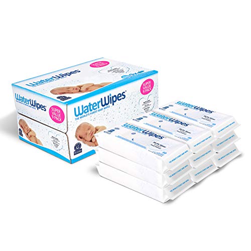 Baby Wipes, WaterWipes Sensitive Baby Diaper Wipes, 99.9% Water, Unscented & Hypoallergenic, for Newborn Skin, 9 Packs (540 Count)