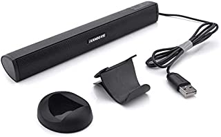 USB Powered Computer Stereo Speaker, Portable Mini Sound Bar for Windows PCs, Desktop Computer, Laptop - Black
