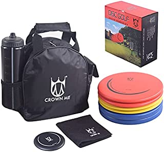 CROWN ME Disc Golf Set, Disc Golf Starter Set,Includes 1pc Bag with Water Bottle Pocket and Accessory Pocket, 2pcs Drivers, 2pcs Mid-Ranges, 2pcs Putters, 1pc Mini Disc Marker and 4pc Towel