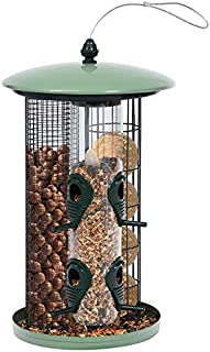 Wild Bird Feeder for Outside Squirrel Proof, 3-in-1 Bird Feeder Tube with 4 Feeding Ports and Detachable Tubes, Weatherproof with Roof, Attractive Bird Feeder for Garden Decoration