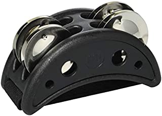 Meinl Percussion Compact Foot Tambourine with Stainless Steel Jingles - NOT MADE IN CHINA - Accompaniment for Cajon Gigs, 2-YEAR WARRANTY (CFJS2S-BK)