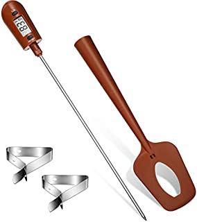Silicone Candy Thermometer Digital Spatula Thermometer Silicone Spatula with Fast Read Digital for Kitchen Cooking, Baking BBQ, Candy, Chocolate, Sauce, Jam (Brown)