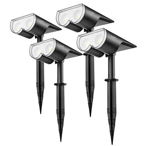 Consciot OC-GL-034B Dusk-to-Dawn 16 LED Landscape Spotlights, 650LM IP67 Waterproof Solar Powered Outdoor, Wireless Wall Light for Garden Yard Patio Walkway, 4 Pack, Cool White 6500K, 4 Count